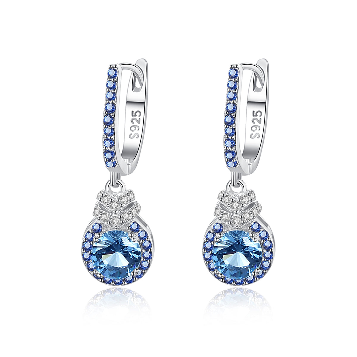 Topaz & Sapphire Simulants Silver Earrings