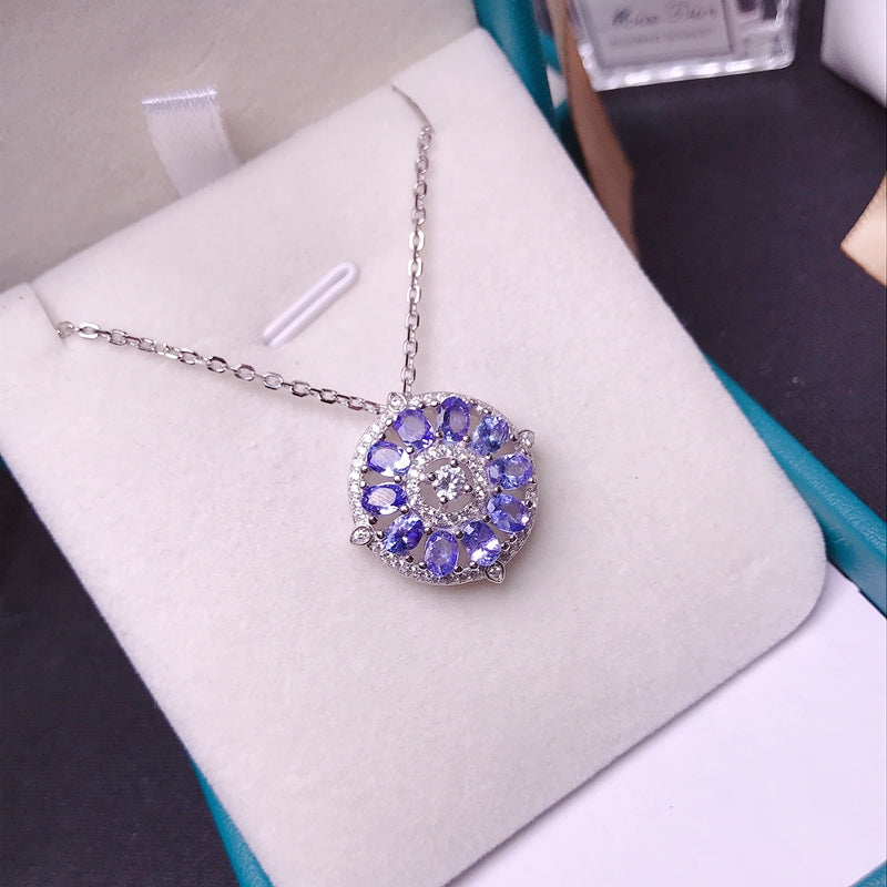 2.25 ct Natural Tanzanite Silver Necklace
