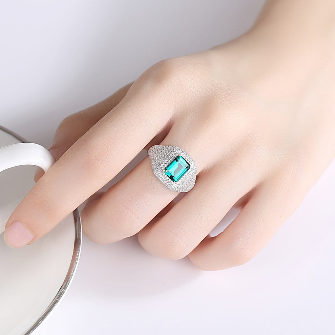 Emerald & Diamond Simulants Ring