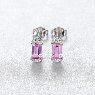 Morganite Simulant Silver Earrings