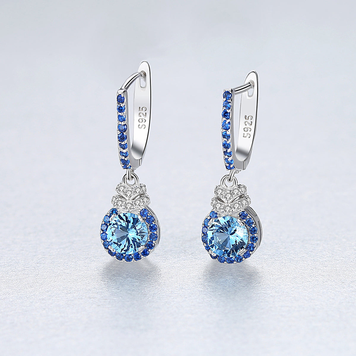 Topaz & Sapphire Simulants Silver Earrings