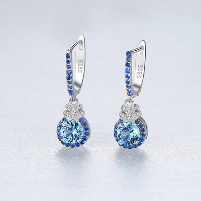 Topaz & Sapphire Simulants Silver Earrings