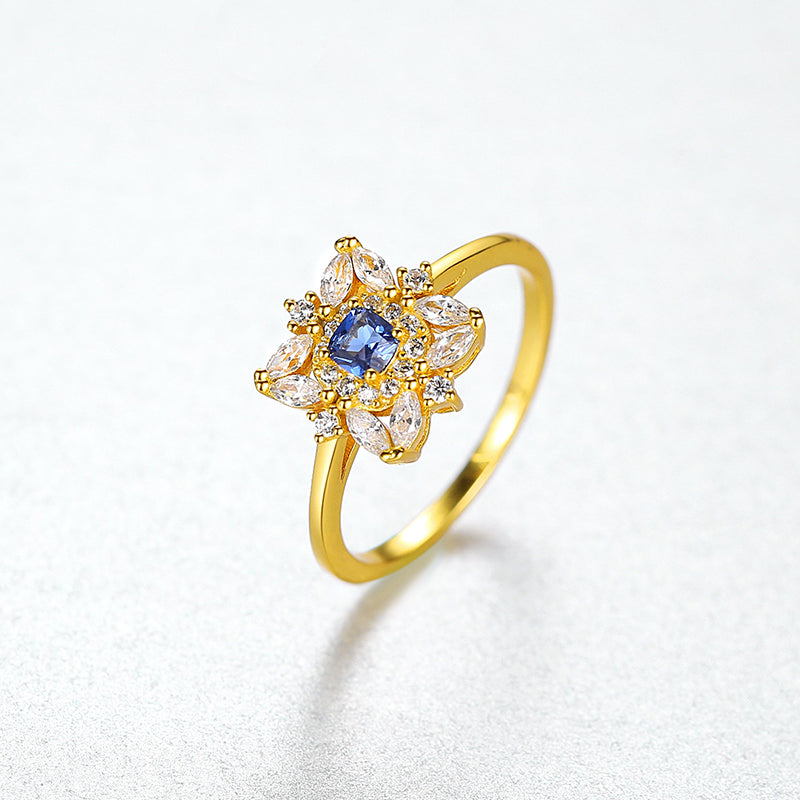 Blue Sapphire Simulant Gold Ring