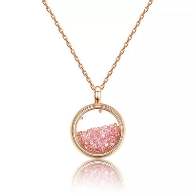 Pink Diamond Simulant Locket Gold Necklace