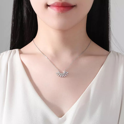 Diamond Simulant Collar Silver Necklace