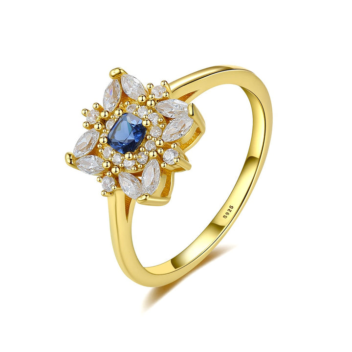 Blue Sapphire Simulant Gold Ring
