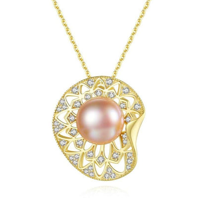 Pink Freshwater Pearl Gold Necklace