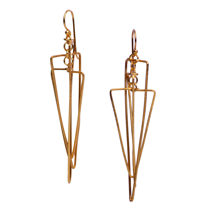 Art Deco Matte Gold Dangle Earrings | SilverAndGold