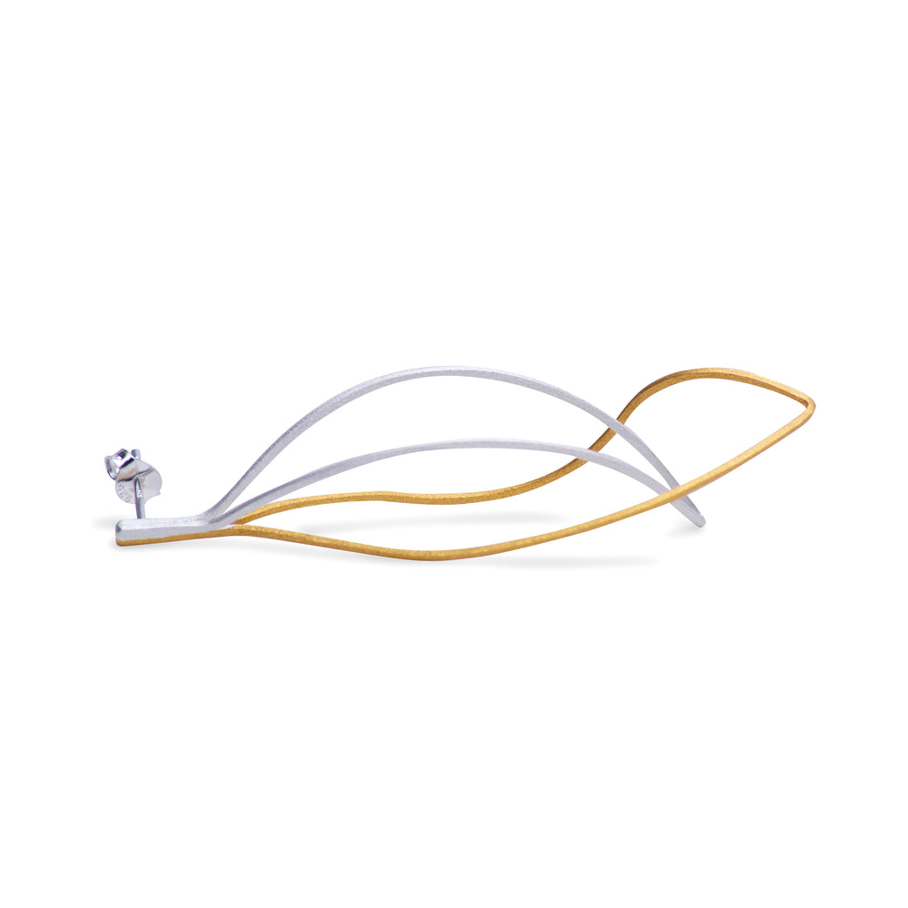 Abstract Drop Earrings in Matte Finish Gold & Silver | SilverAndGold