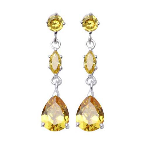 Three-Stone Citrine Dangle Earrings | SilverAndGold