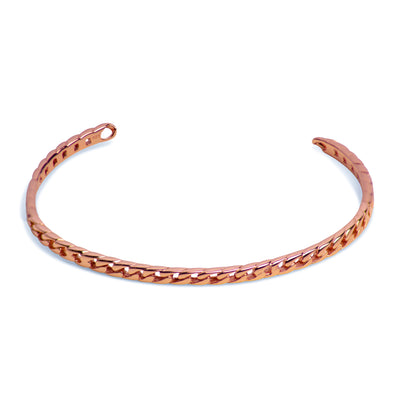 14K Rose Gold Plated Sterling Silver Link Pattern Bangle