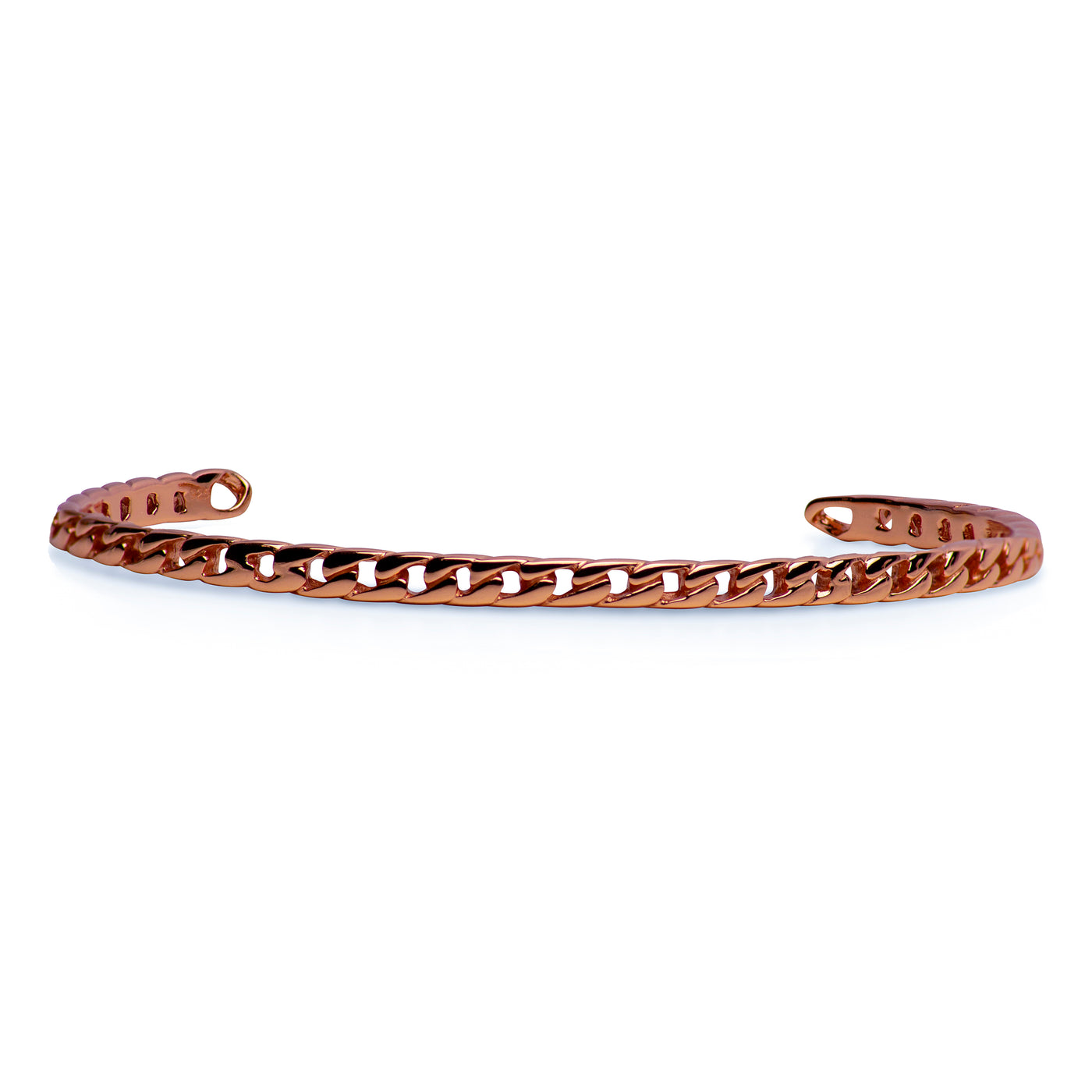 14K Rose Gold Plated Sterling Silver Link Pattern Bangle