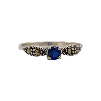 Blue Diamond Simulant Silver Ring