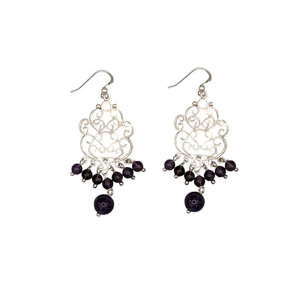 Amethyst Silver Chandelier Earrings