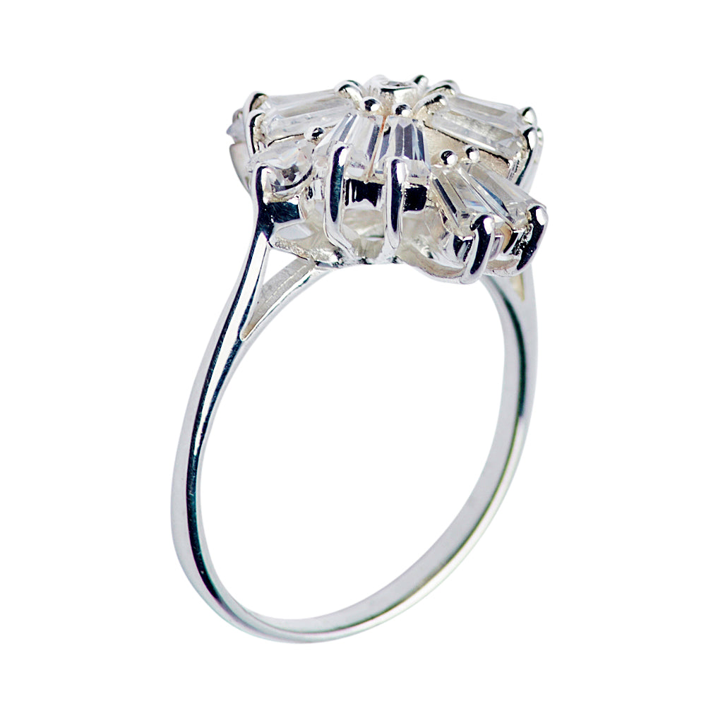 Art Deco Diamond Simulant Silver Ring