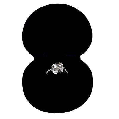 Silver & Diamond Simulant Floral Ring