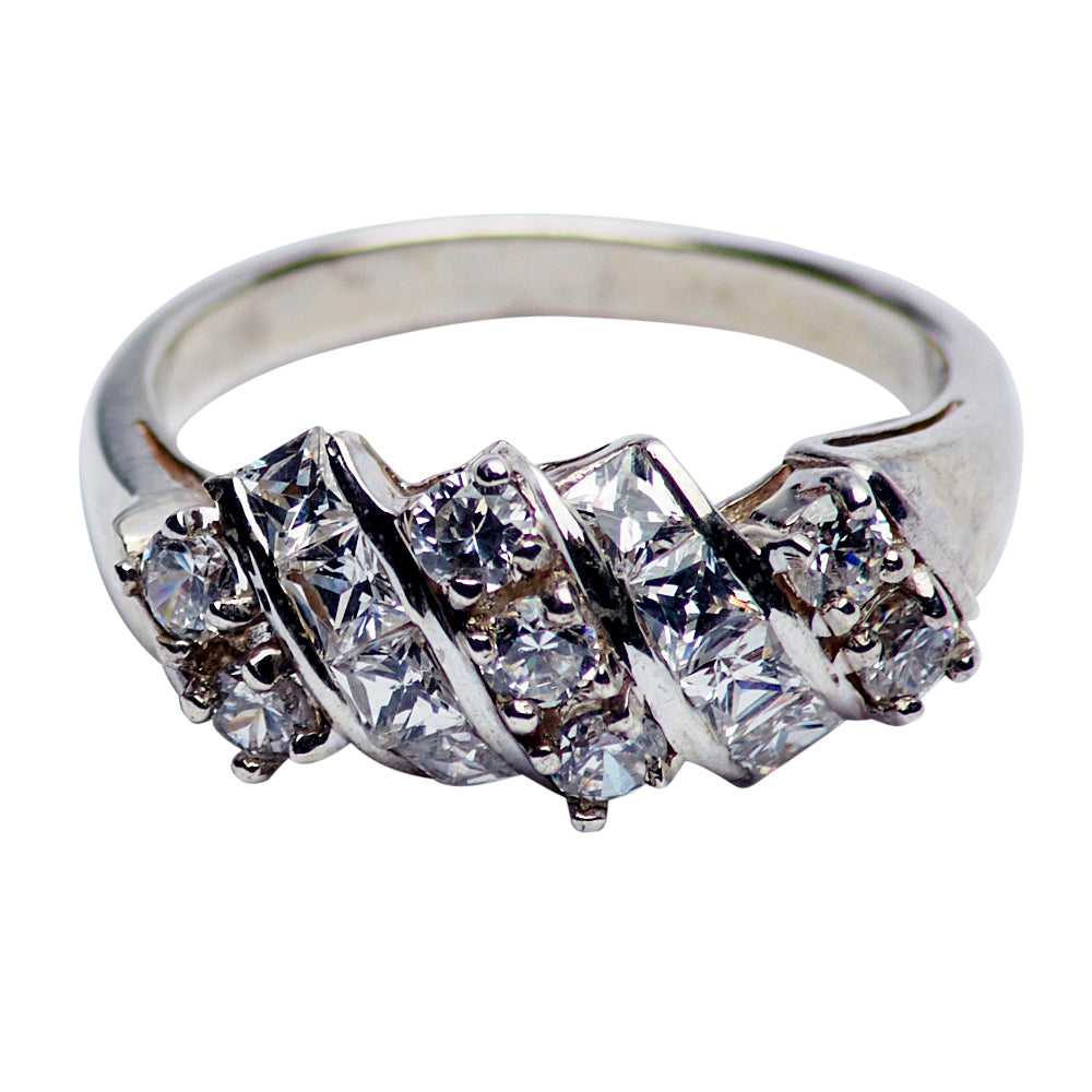 Diamond Simulant Silver Ring