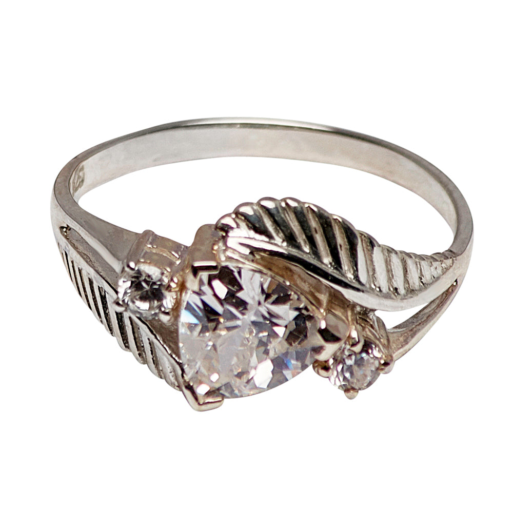 Diamond Simulant Silver Ring