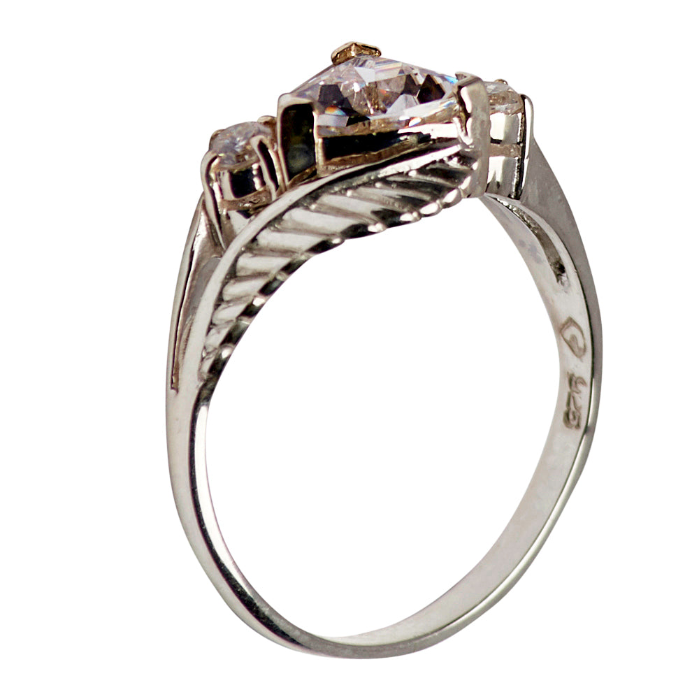 Diamond Simulant Silver Ring