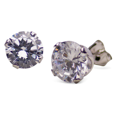 Sterling Silver Cubic Zirconia Round Stud Earrings | SilverAndGold