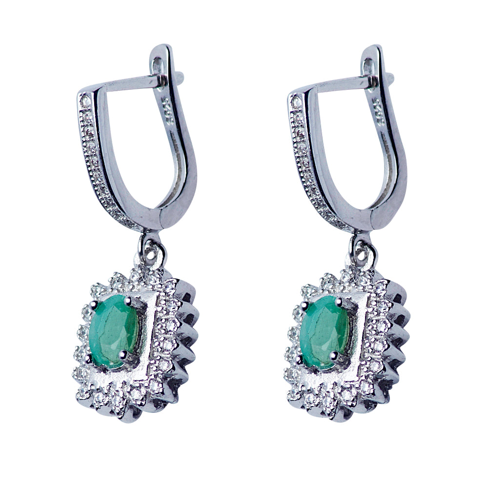 Swarovski Crystal & Emerald Earrings | SilverAndGold