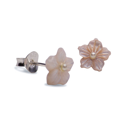 Mother of Pearl Flower Stud Earrings | SilverAndGold