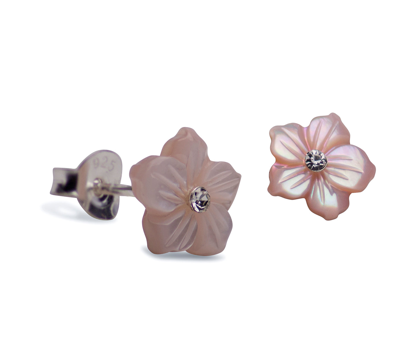 Mother of Pearl Flower Stud Earrings | SilverAndGold