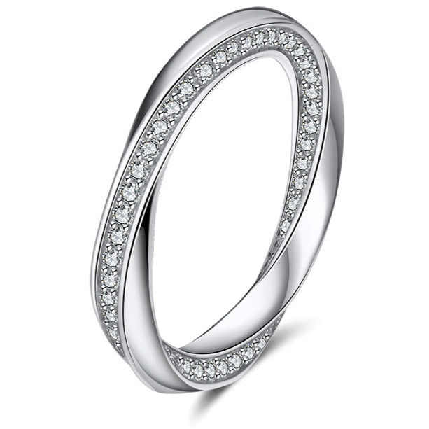 Diamond Simulant Silver Eternity Band