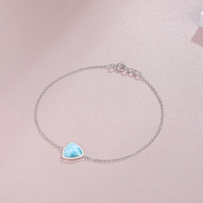 Larimar Trianglular Silver Adjustable Bracelet