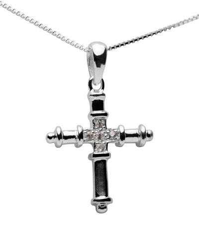 Silver & Crystal Cross Pendant Necklace