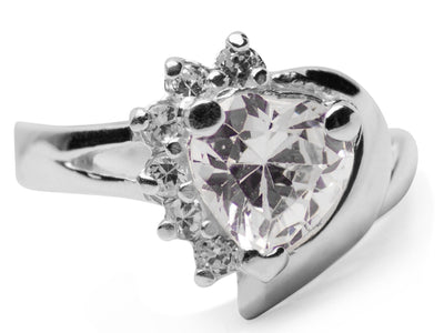 Diamond Simulant Heart Ring