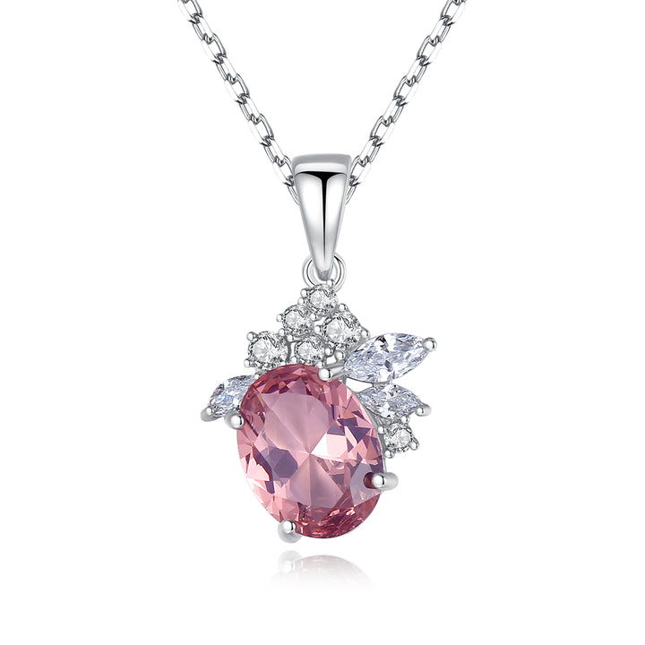 Morganite Simulant Silver Necklace