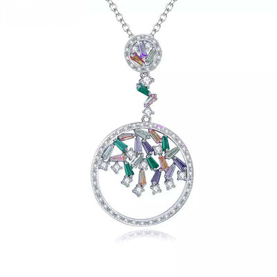 Multi Color Crystal Silver Necklace