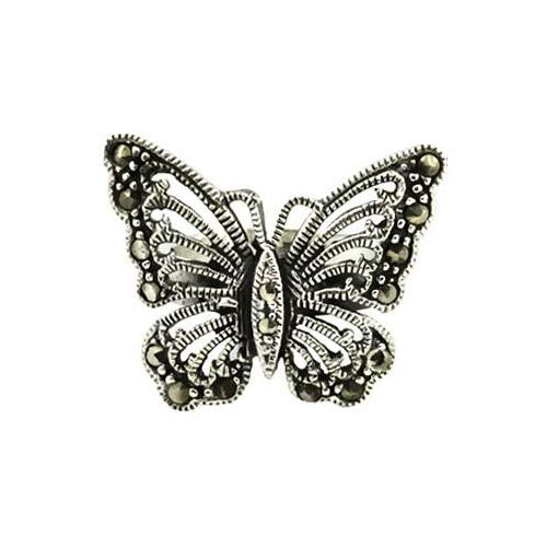 Marcasite and Sterling Silver Large Butterfly Ring