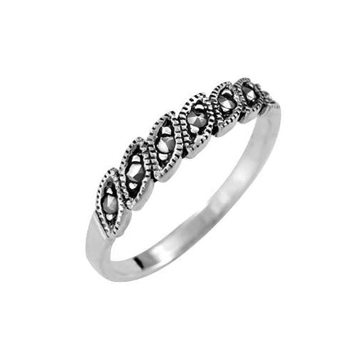 Sterling Silver Marcasite Band Ring - SilverAndGold.com Silver And Gold