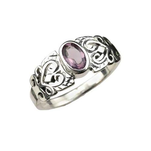 Solitaire Amethyst Ring & Filigree Work - SilverAndGold.com Silver And Gold