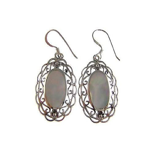 Mother of Pearl Sterling Silver Filigree Earrings | SilverAndGold