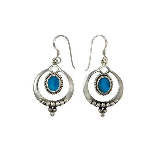 Turquoise Hoop Earrings in Sterling Silver | SilverAndGold