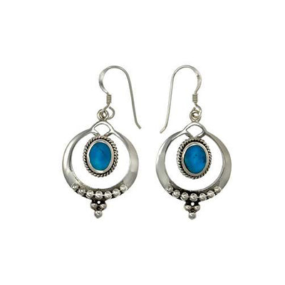 Turquoise Hoop Earrings in Sterling Silver | SilverAndGold