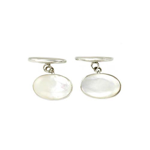 Mother of Pearl White Sterling Silver Cufflinks | SilverAndGold