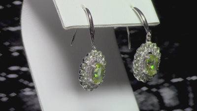 Peridot Simulant Silver Earrings