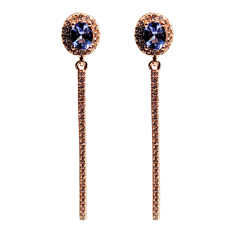 1 TCW Natural Tanzanite Rose Gold Earrings
