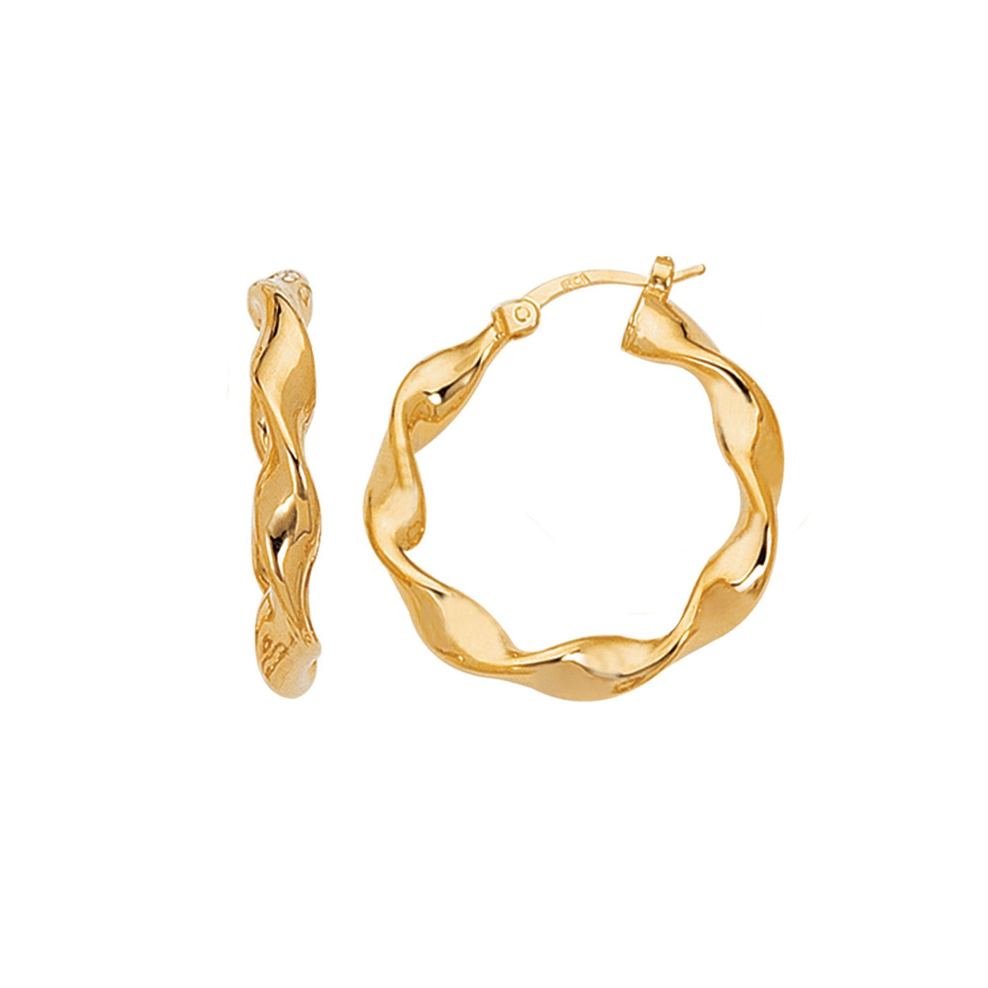 14K Gold Twisted Hoop Earrings