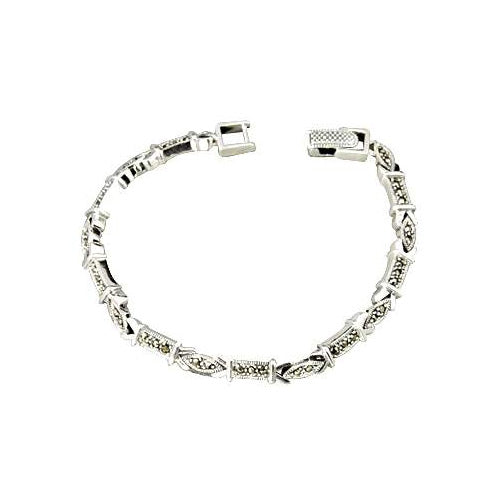 Marcasite Jewel Link Bracelet - SilverAndGold.com Silver And Gold