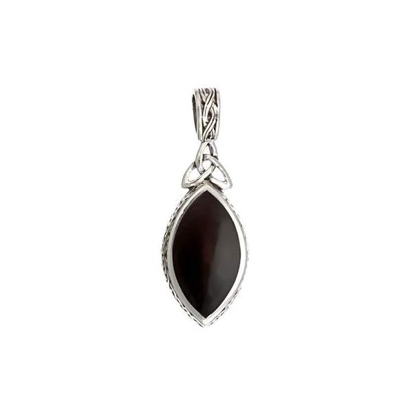 Silver Marquise Shape Onyx Pearl Pendant