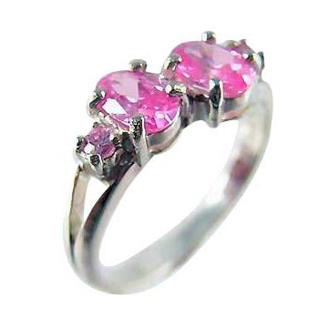 Silver & Pink Diamond Simulant Ring