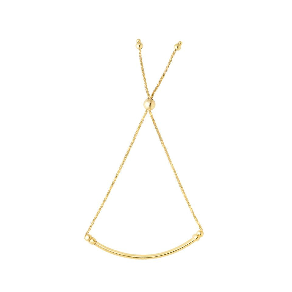 14K Gold Arched Bar Drawstring Bracelet