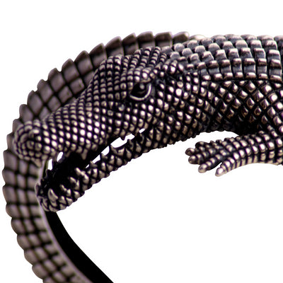 Alligator Hinged Silver Cuff Bracelet