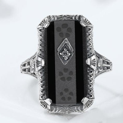 Black Onyx Silver Ring