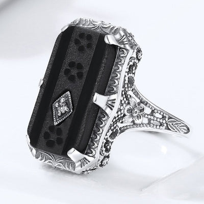 Black Onyx Silver Ring